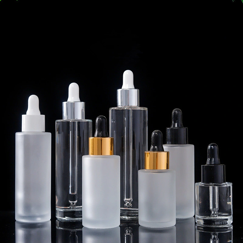 30ml 50ml 100ml Frosted Serum Glass Bottle Emulsion Glass Container Liquid Foundation Bottle with Bamboo Dropper