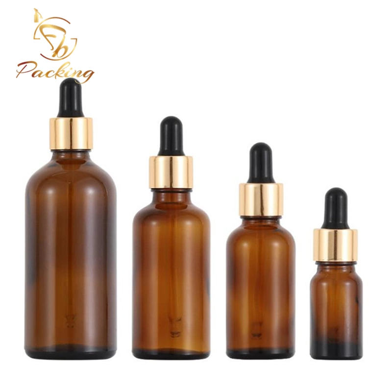 20% off Wholesale Cosmetic Packaging Amber Glass Bottle 30ml with Glass Dropper for Essential Oil
