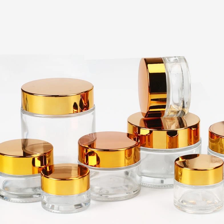 Hot Sale Luxury Transparent Cream Glassware Cosmetic Packaging Eye Face Cream Glass Jar with Cover