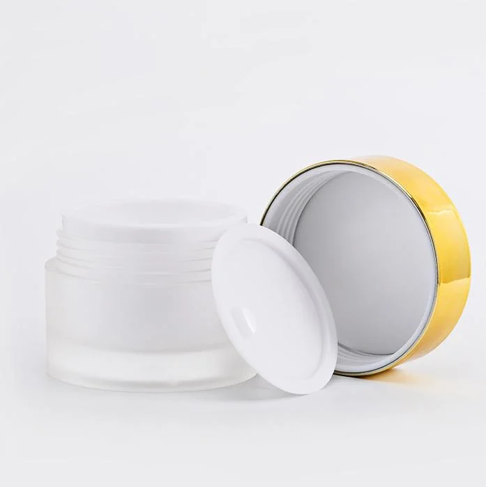 in Stock Gold Clear 50g 50ml Frosted Skincare Small Face Cream Custom Empty Lip Balm Scrub Acrylic Pet Glass Cosmetic Plastic Packaging Cream Jar Pot Bottle Box