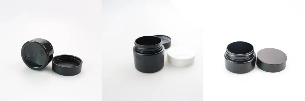 Hot Sale 2oz 60ml PET Plastic Bottle CR Cap Black Cosmetic Jar Cream Cosmetic Packaging Containers