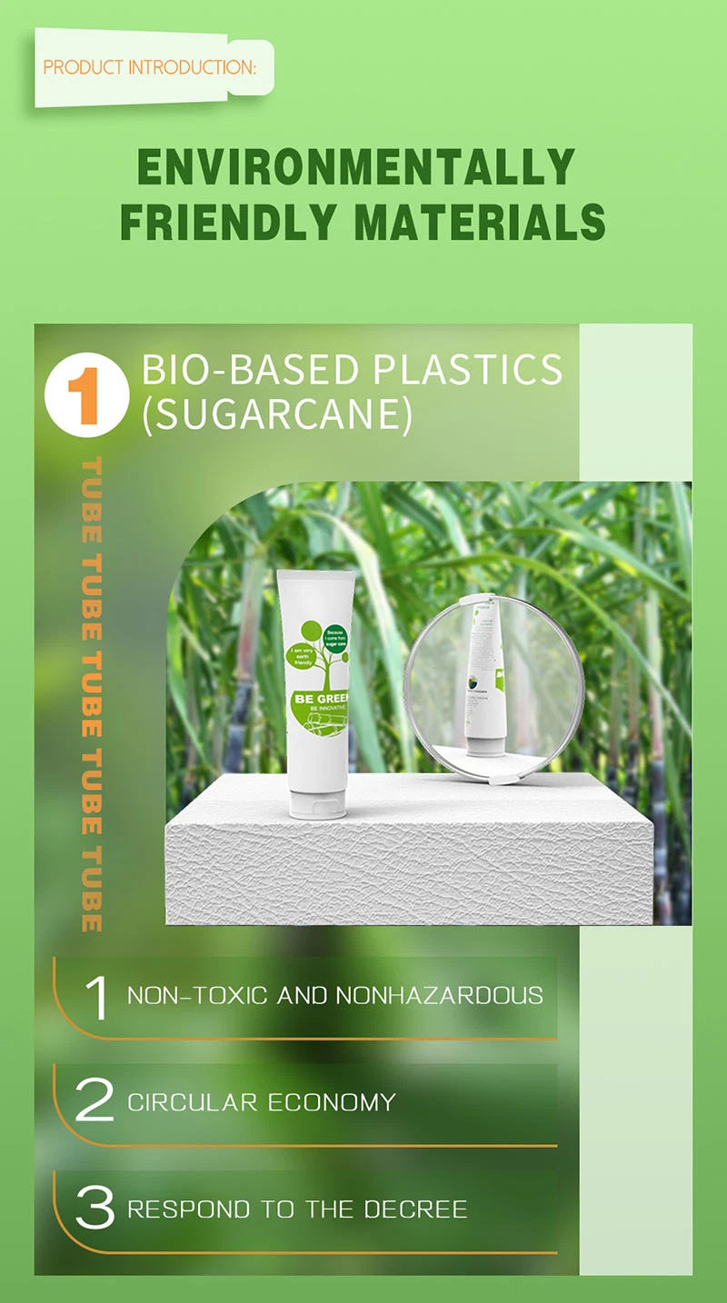 Recycled Bio-Plastic Cosmetic Tube Wholesale Sugarcane Tube Sustainable Packaging with 100ml 150ml 200ml 250ml
