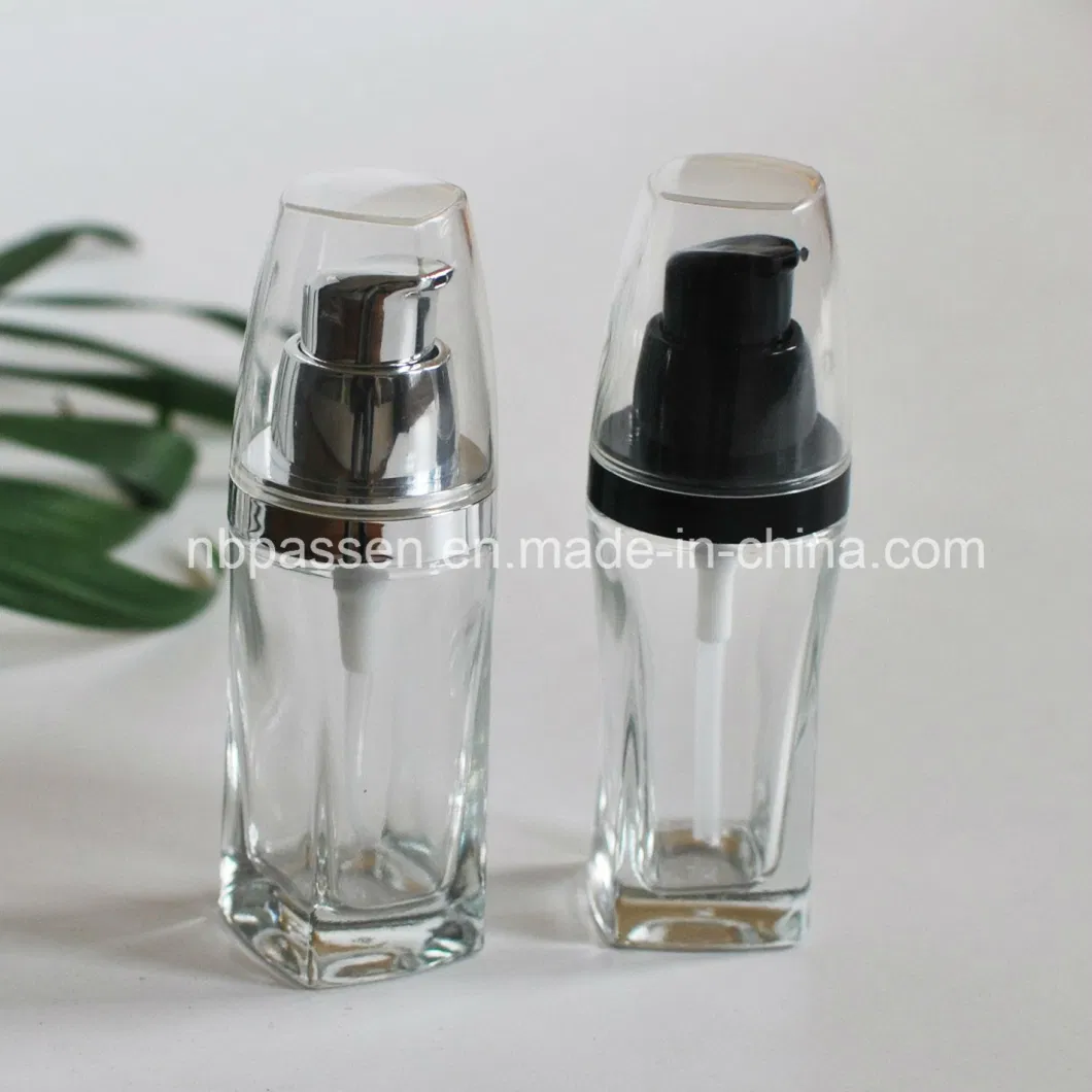 30ml Transparent Glass Bottle with Lotion Pump for Cosmetics (PPC-NEW-099)