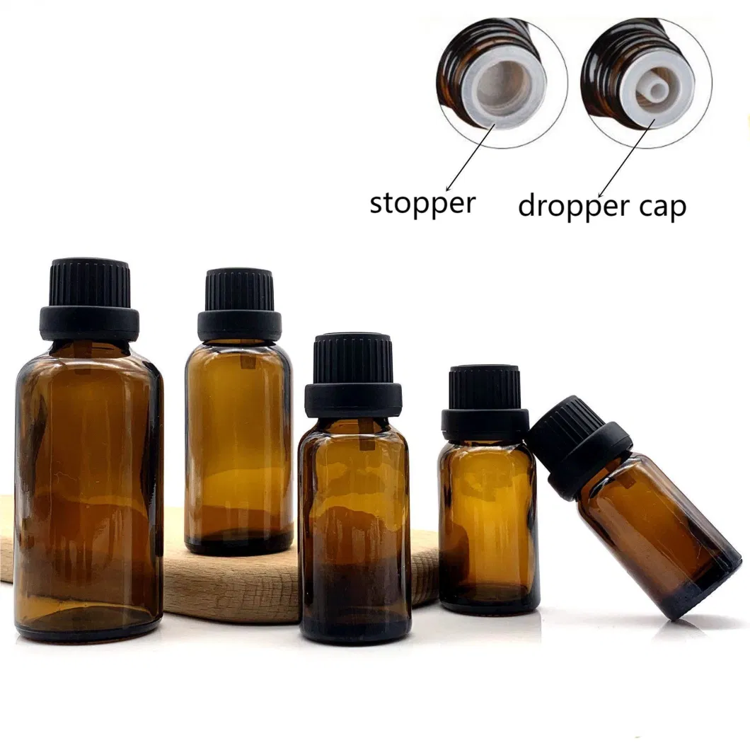 China Manufacture Hot Sale Low MOQ OEM/ODM Cosmetic Packaging Container Glass Perfume Bottle Massage Essential Oil Bottle with Plastic Lid Dropper Cap