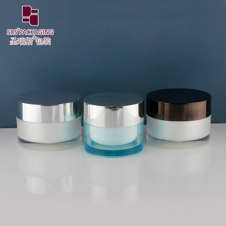 Luxury Acrylic Round Square DoubleBamboo Glass Empty Plastic Facial Cosmetic Packaging Sample Face Cream Nail Makeup Jar 5ml 10ml 15ml 30ml 50ml 100ml 200ml