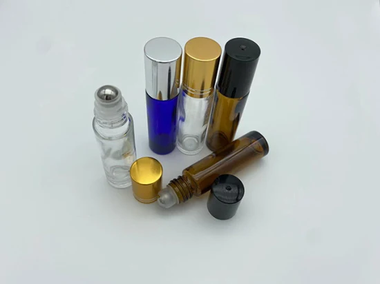 Set 2 3 5 10 15ml Empty Clear/Amber or Customized Glass Roll on Perfume Aromatherapy Bottle with Glass/Stainless Steel Roller Small Essential Oil Roller