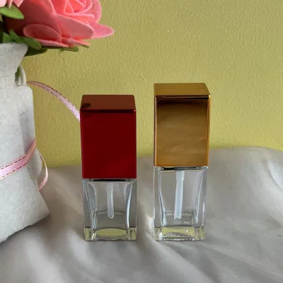 15ml Transparent Square Glass Foundation Bottle with Plastic Black Pump and Metal Red Cap